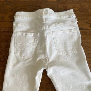 The Mid Rise Dazzler Ankle Fray MOTHER brand Sz 28 White
